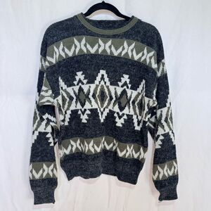 Big Bear Trading Co Vintage Mens sweater Sz L geometric Grandpa 90s